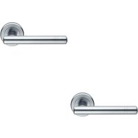 Loops 2x PAIR Round T Bar Handle with Ringed Design Concealed Fix Satin Chrome