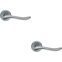 Loops 2x PAIR Scroll Shaped Lever Handle on Round Rose Concealed Fix Satin Chrome