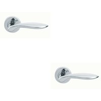 Loops 2x PAIR Smooth Ergonomic Handle on Round Rose Concealed Fix Polished Chrome