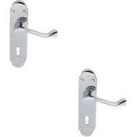 Loops 2x PAIR Victorian Upturned Handle on Lock Backplate 170 x 42mm Polished Chrome