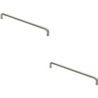 Loops 2x Round D Bar Pull Handle 469 x 19mm 450mm Fixing Centres Satin Stainless Steel in Metallics