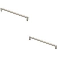 Loops 2x Square Mitred Door Pull Handle 469 x 19mm 450mm Fixing Centres Satin Steel in Metallics