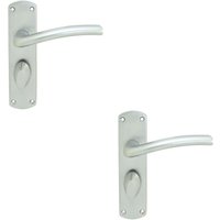 Loops 2x Rounded Curved Bar Handle on Bathroom Backplate 170 x 42mm Satin Chrome