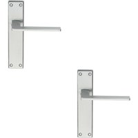 Loops 2x Flat Straight Lever on Latch Backplate Door Handle 180 x 40mm Satin Chrome