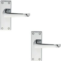 Loops 2x PAIR Straight Victorian Handle on Latch Backplate 150 x 42mm Polished Chrome