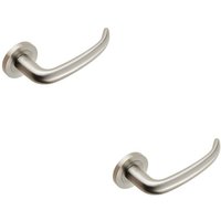 Loops 2x PAIR Slim Rounded Inward Curved Lever on Round Rose Concealed Fix Satin Steel in Metallics