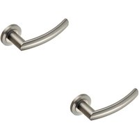 Loops 2x PAIR Curved Round Bar Handle on Round Rose Concealed Fix Satin Steel in Metallics
