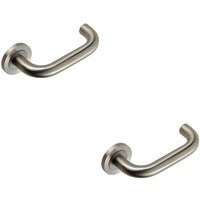 Loops 2x PAIR Round Bar Safety Handle Concealed Fix Round Rose Satin Stainless Steel in Metallics