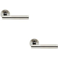 Loops 2x PAIR Round Bar Handle on Round Rose Concealed Fix Polished & Satin Steel in Metallics