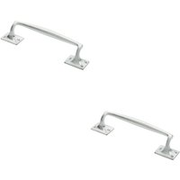 Loops 2x One Piece Door Pull Handle 250mm Length 54mm Projection Satin Chrome