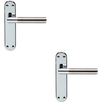 Loops 2x Round Bar Lever on Latch Backplate Door Handle 180 x 40mm Chrome & Nickel in Metallics