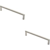 Loops 2x 19mm Mitred Pull Door Handle 300mm Fixing Centres Satin Stainless Steel in Metallics