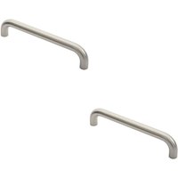 Loops 2x Round D Bar Pull Handle 325 x 25mm 300mm Fixing Centres Satin Steel in Metallics