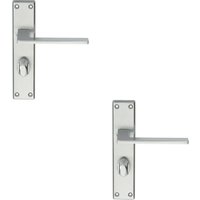 Loops 2x Flat Straight Lever on Bathroom Backplate Handle 180 x 40mm Satin Chrome
