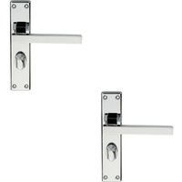 Loops 2x PAIR Straight Square Handle on Bathroom Backplate 180 x 40mm Polished Chrome