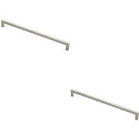 Loops 2x Square Mitred Door Pull Handle 619 x 19mm 600mm Fixing Centres Satin Steel in Metallics
