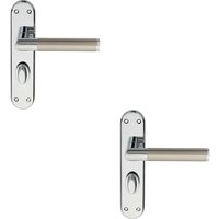 Loops 2x Round Bar Lever on Bathroom Backplate Door Handle 180 x 40mm Chrome & Nickel in Metallics