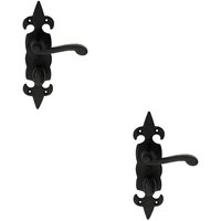 Loops 2x PAIR Forged Scroll Handle on Bathroom Backplate 206 x 57mm Black Antique