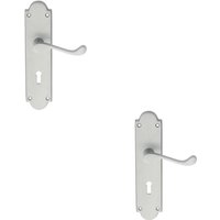 Loops 2x PAIR Victorian Scroll Handle on Lock Backplate 205 x 49mm Satin Chrome