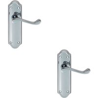 Loops 2x PAIR Victorian Upturned Handle on Latch Backplate 168 x 47mm Polished Chrome