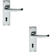 Loops 2x PAIR Straight Victorian Handle on Lock Backplate 150 x 42mm Polished Chrome