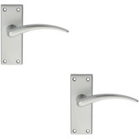 Loops 2x PAIR Slim Arched Door Handle on Latch Backplate 150 x 43mm Satin Chrome