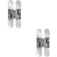 Loops 2x 130 x 30mm Concealed Heavy Duty Hinge Fits Unrebated Doors Polished Nickel in Metallics