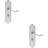 Loops 2x PAIR Victorian Scroll Handle on Bathroom Backplate 205 x 49mm Satin Chrome