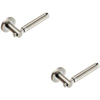 Loops 2x PAIR Sectional Round Bar Lever Concealed Fix Round Rose Polished Satin Steel in Metallics
