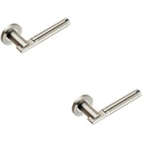 Loops 2x PAIR Round Bar Handle on 52mm Round Rose Concealed Fix Polished Satin Steel in Metallics