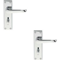 Loops 2x PAIR Straight Victorian Lever on Bathroom Backplate 150 x 42mm Chrome