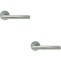Loops 2x PAIR Straight Mitred Bar Handle on Round Rose Concealed Fix Satin Chrome