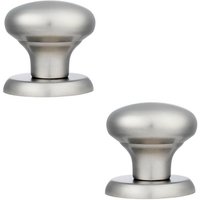 Loops 2x Large Round Centre Door Knob Satin Stainless Steel 70mm Rose Outdoor Modern in Metallics