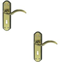 Loops 2x PAIR Spiral Sculpted Handle on Lock Backplate 180 x 48mm Florentine Bronze