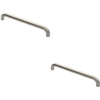 Loops 2x Round D Bar Pull Handle 480 x 30mm 450mm Fixing Centres Satin Steel in Metallics