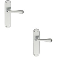 Loops 2x PAIR Smooth Round Bar Handle on Latch Backplate 185 x 40mm Satin Chrome