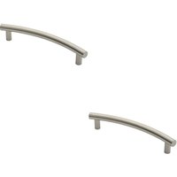 Loops 2x Curved T Bar Door Pull Handle 420 x 30mm 350mm Fixing Centres Satin Steel in Metallics
