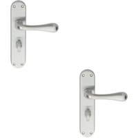 Loops 2x PAIR Smooth Round Bar Handle on Bathroom Backplate 185 x 40mm Satin Chrome
