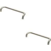 Loops 2x Cranked Pull Handle 480 x 30mm 450m Fixing Centres Satin Stainless Steel in Metallics