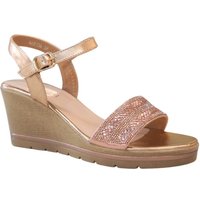 IVACHY Women's Shiny Sparkling Diamante with Buckle Closure Platform Wedge Sandals in Rose Gold | Size: 7.5