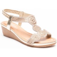 IVACHY Women's Sandal Crystal Sparkling Shine Wedge Heel in Gold | Size: 4