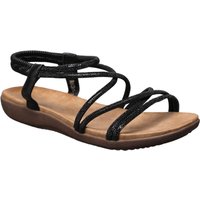 IVACHY Women's Gladiator Sandals Rhinestone Strappy Flat Summer Sandals with Ankle Strap in Black | Size: 7