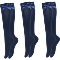Knee High Socks Satin Bow 3 Pack Soft Cotton School Uniforms Daily Wear