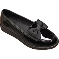 IVACHY Women's Loafers Flats Girl's School Comfortable Slip-On Shoes with Bow in True Black | Size: 7.5