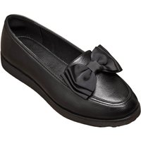 IVACHY Women's Loafers Flats Girl's School Comfortable Slip-On Shoes with Bow in Black | Size: 4