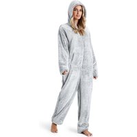 CityComfort Women's Cosy Fleece Hooded Onesie - Grey