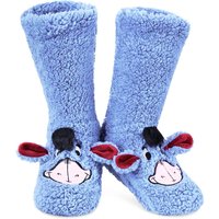 Disney Women's Stitch Slipper Socks Fleece Non Slip Heat Holding Comfortable Winter Knitted in Blue