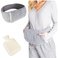CityComfort Women's Waist Hot Water Bottle Grey Wearable Pain Relief Fluffy Waist Cover