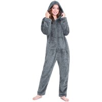 CityComfort Women's Fluffy Onesie Loungewear in Grey | Size: Large