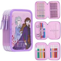 Disney Women's Frozen Pencil Case Triple Zip in Purple